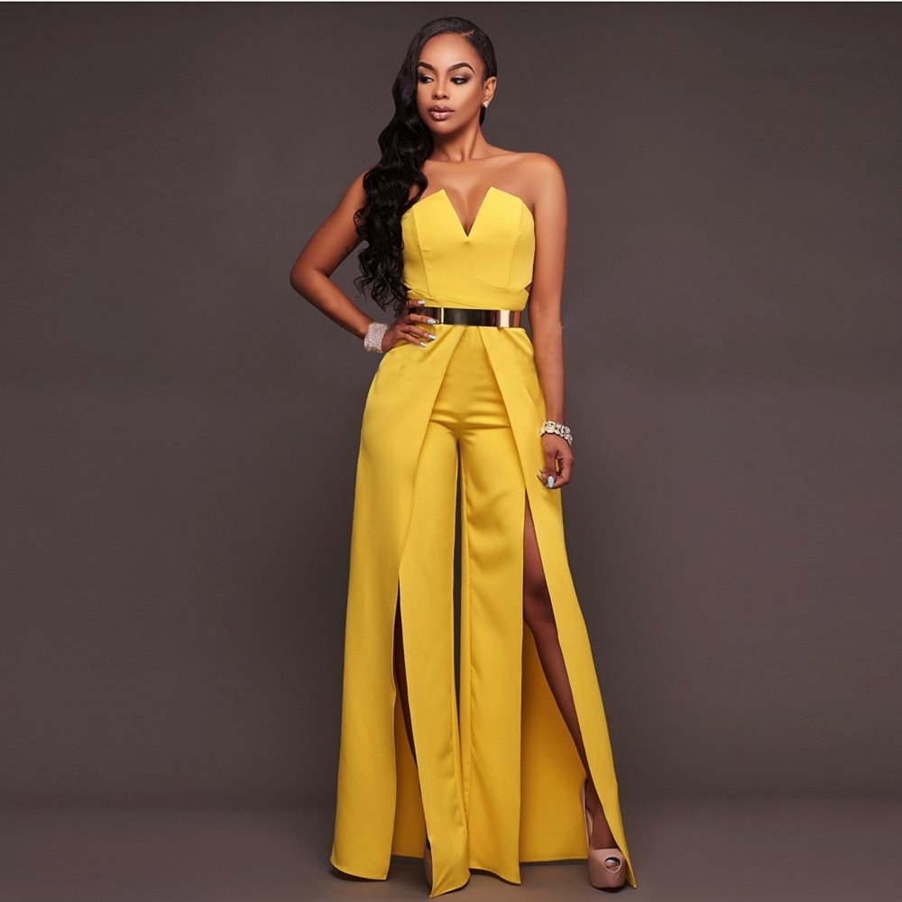 Hollow Long Jumpsuit Women – Zipper • Fitted • Split • Wide Leg